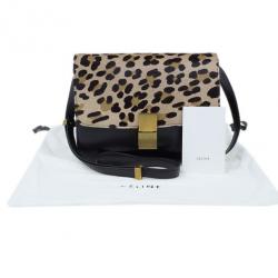 Pre Owned Celine Leopard Print Leather Medium Classic Box Bag