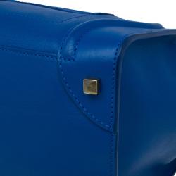 Pre Owned Celine Electric Blue Palmelato Leather Mini Luggage Tote