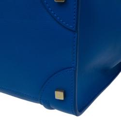 Pre Owned Celine Electric Blue Palmelato Leather Mini Luggage Tote