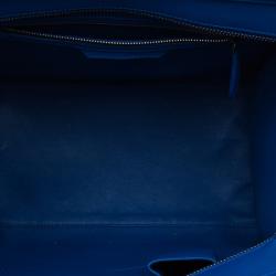 Pre Owned Celine Electric Blue Palmelato Leather Mini Luggage Tote