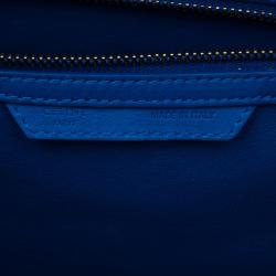 Pre Owned Celine Electric Blue Palmelato Leather Mini Luggage Tote