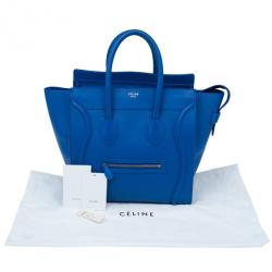 Pre Owned Celine Electric Blue Palmelato Leather Mini Luggage Tote