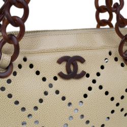 Chanel Beige Perforated Leather Bowler Bag