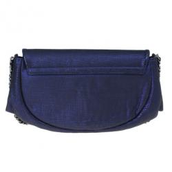 Pre Owned حقيبة شانيل هاف مون أرجوانية جلد براق بسلسلة