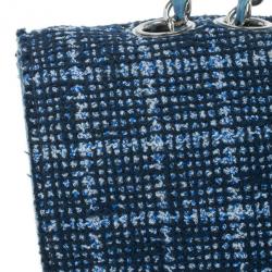 Pre Owned Chanel Blue Tweed Jumbo Flap Bag