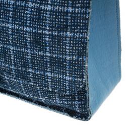Pre Owned Chanel Blue Tweed Jumbo Flap Bag
