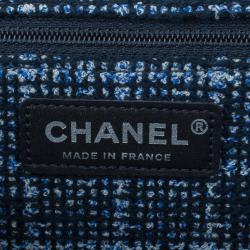 Pre Owned Chanel Blue Tweed Jumbo Flap Bag