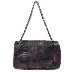 Pre Owned Chanel Python Classic Flap Shoulder Bag