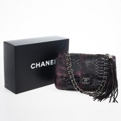 Pre Owned Chanel Python Classic Flap Shoulder Bag