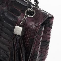 Pre Owned Chanel Python Classic Flap Shoulder Bag
