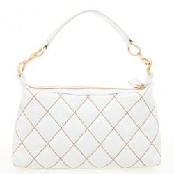 Pre Owned Chanel White Surpique Stitch Hobo
