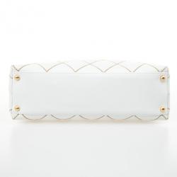 Pre Owned Chanel White Surpique Stitch Hobo