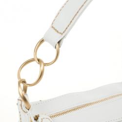 Pre Owned Chanel White Surpique Stitch Hobo