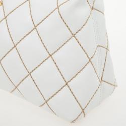 Pre Owned Chanel White Surpique Stitch Hobo