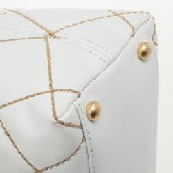 Pre Owned Chanel White Surpique Stitch Hobo