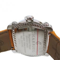 Philippe Charriol SS Leather Black Actor Mens Wristwatch 
