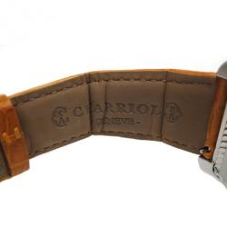 Philippe Charriol SS Leather Black Actor Mens Wristwatch 