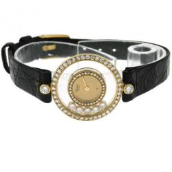 Pre Owned Chopard Happy Diamonds 20/3957 18k Rose Gold Quartz 23mm Watch Ladies