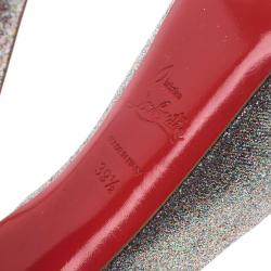 Pre Owned Christian Louboutin Glitter Highness Peep Toe Platform Pumps Size 39.5