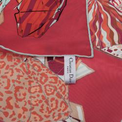 Dior Pink Printed Silk Scarf