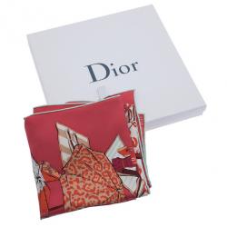 Dior Pink Printed Silk Scarf