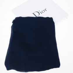 Dior Navy Blue Cannage Silk Scarf