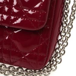 Pre Owned Christian Dior Red Cannage Quilted Patent Leather Lady Dior New Lock Mini Flap Bag