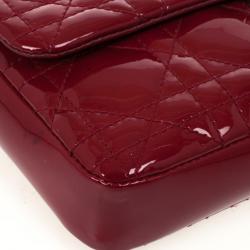 Pre Owned Christian Dior Red Cannage Quilted Patent Leather Lady Dior New Lock Mini Flap Bag