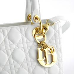 Pre Owned Dior Lady Dior Bag in Ivory Lambskin Leather