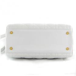 Pre Owned Dior Lady Dior Bag in Ivory Lambskin Leather