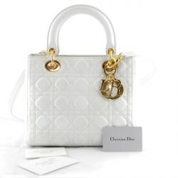 Pre Owned Dior Lady Dior Bag in Ivory Lambskin Leather