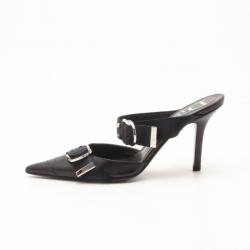 Pre Owned Dior Black Leather Pointed Toe Slides Size 37.5