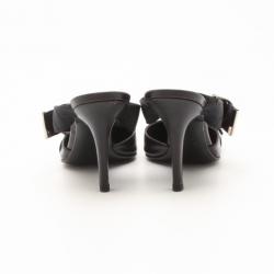 Pre Owned Dior Black Leather Pointed Toe Slides Size 37.5