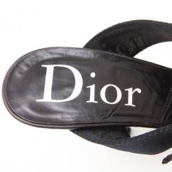 Pre Owned Dior Black Leather Pointed Toe Slides Size 37.5