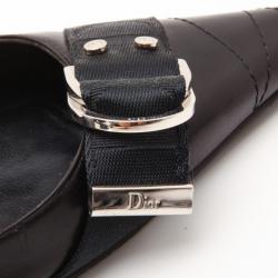 Pre Owned Dior Black Leather Pointed Toe Slides Size 37.5