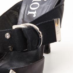 Pre Owned Dior Black Leather Pointed Toe Slides Size 37.5