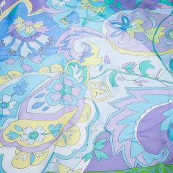 مملوكة مسبقًا Dolce and Gabbana Blue Floral Print Square Scarf