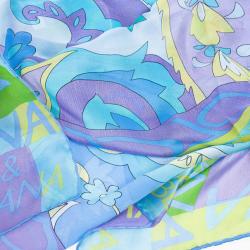 مملوكة مسبقًا Dolce and Gabbana Blue Floral Print Square Scarf