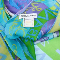 مملوكة مسبقًا Dolce and Gabbana Blue Floral Print Square Scarf
