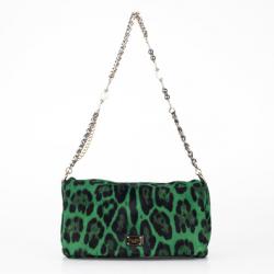 Pre Owned Dolce and Gabbana Leopard Print Calf Hair Shoulder Bag