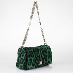 Pre Owned Dolce and Gabbana Leopard Print Calf Hair Shoulder Bag