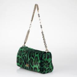 Pre Owned Dolce and Gabbana Leopard Print Calf Hair Shoulder Bag