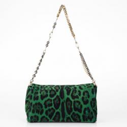 Pre Owned Dolce and Gabbana Leopard Print Calf Hair Shoulder Bag