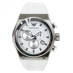 Pre Owned Emporio Armani White Stainless Steel AR6103 Men's Wristwatch 44MM
