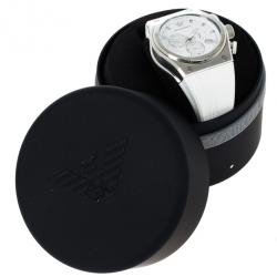 Pre Owned Emporio Armani White Stainless Steel AR6103 Men's Wristwatch 44MM
