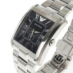 Pre Owned Emporio Armani Black Stainless Steel AR1642 Men's Wristwatch 36MM