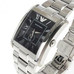 Pre Owned Emporio Armani Black Stainless Steel AR1642 Men's Wristwatch 36MM