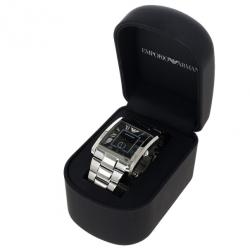 Pre Owned Emporio Armani Black Stainless Steel AR1642 Men's Wristwatch 36MM