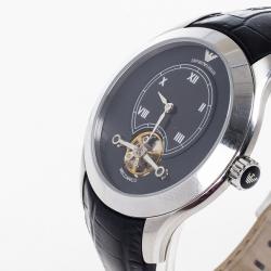 Pre Owned Emporio Armani Meccanico AR4637 SS Leather Mens Wristwatch 44 MM