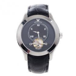 Pre Owned Emporio Armani Meccanico AR4637 SS Leather Mens Wristwatch 44 MM